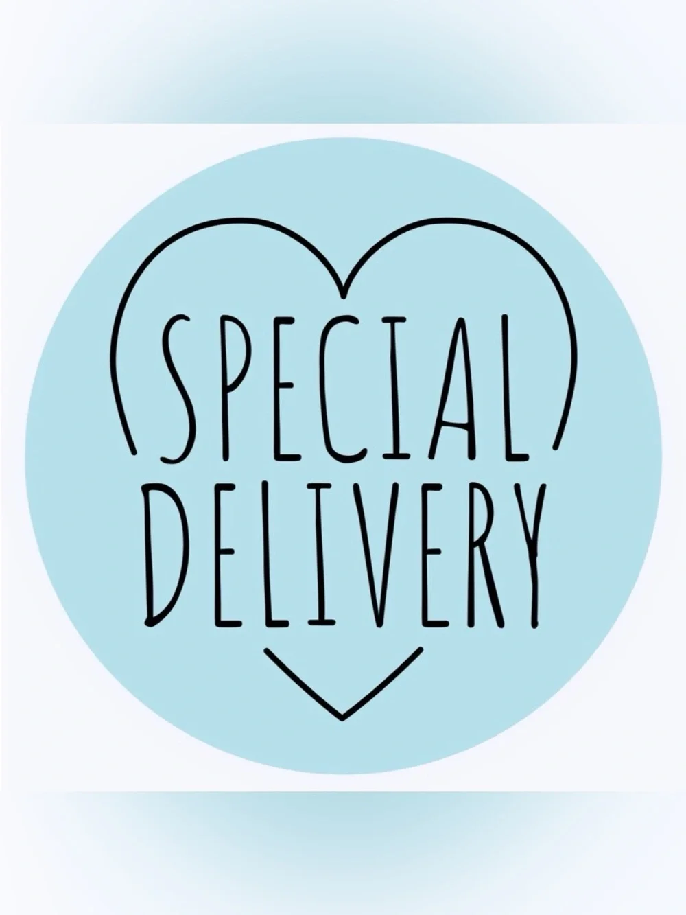 50 STICKERS - 2” ROUND - “SPECIAL DELIVERY” - BLUE